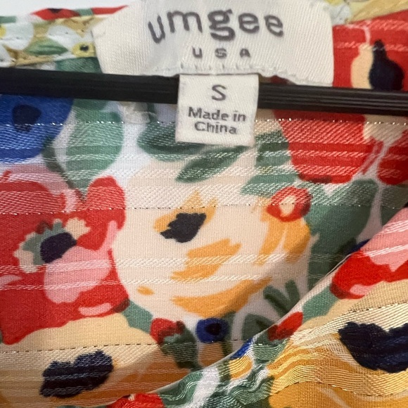 Umgee Red and Orange Blouse Vibrant Top - Picture 6 of 6